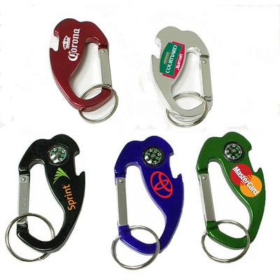 4-In-1 Jumbo Size Carabiner/Bottle Opener/Key Chain/Compass