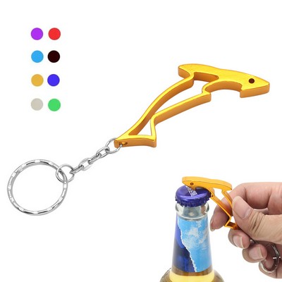 Shark-Shaped Aluminum Bottle Opener Keyring